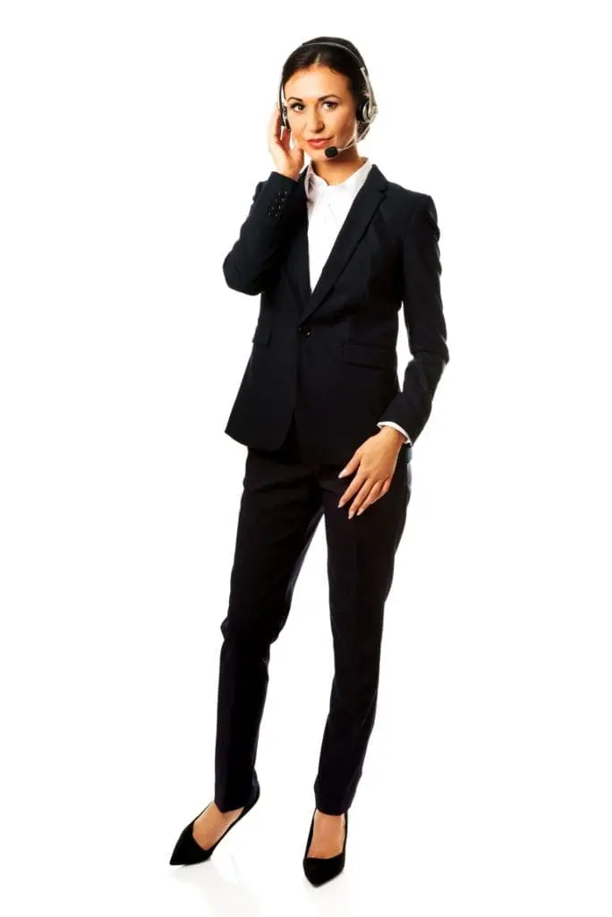 a woman working in a call center